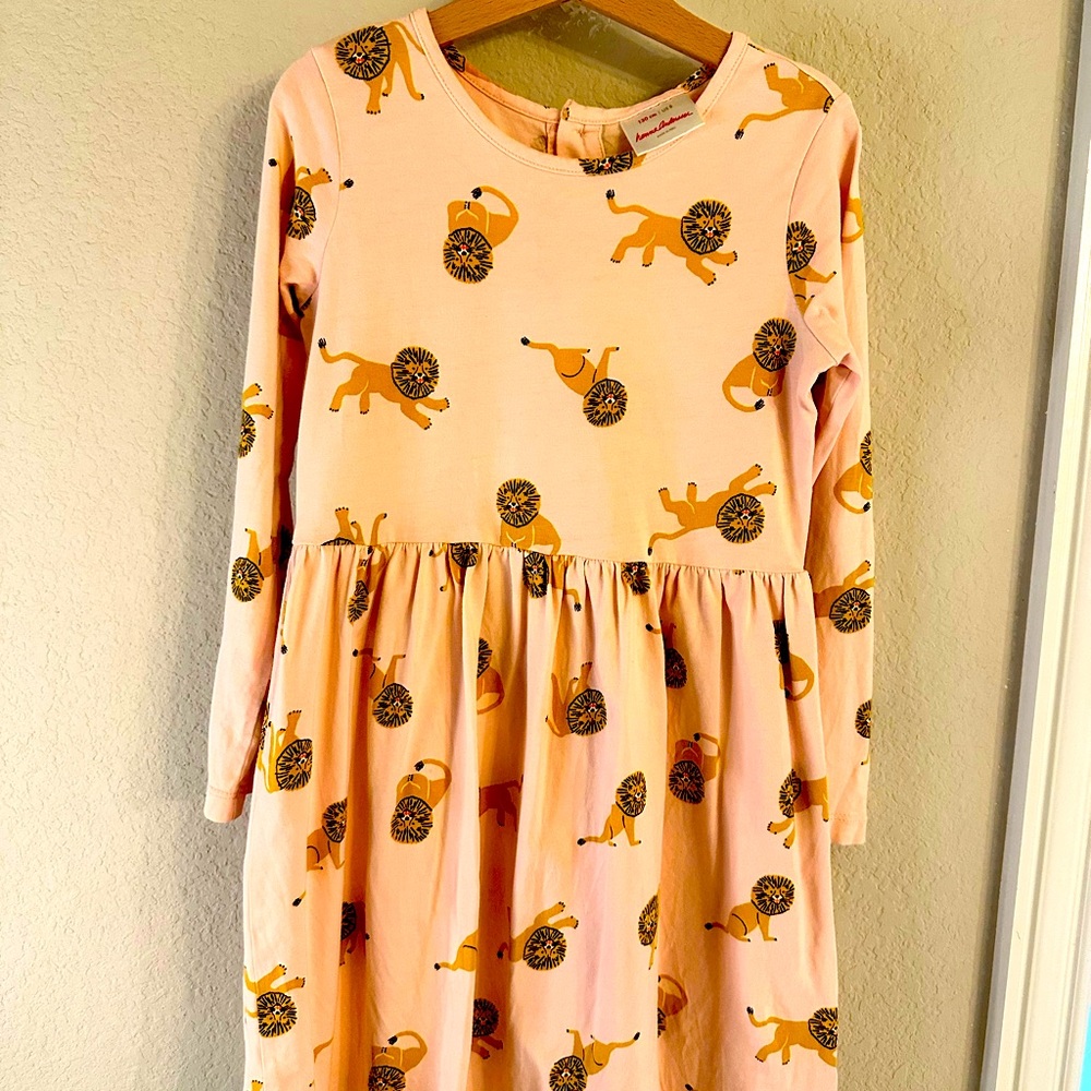 Hanna Anderson Girls size 8 Long Sleeve Lion print dress